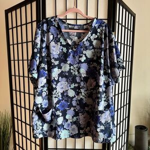 Koi Basics Floral Scrub Top | Size 5X